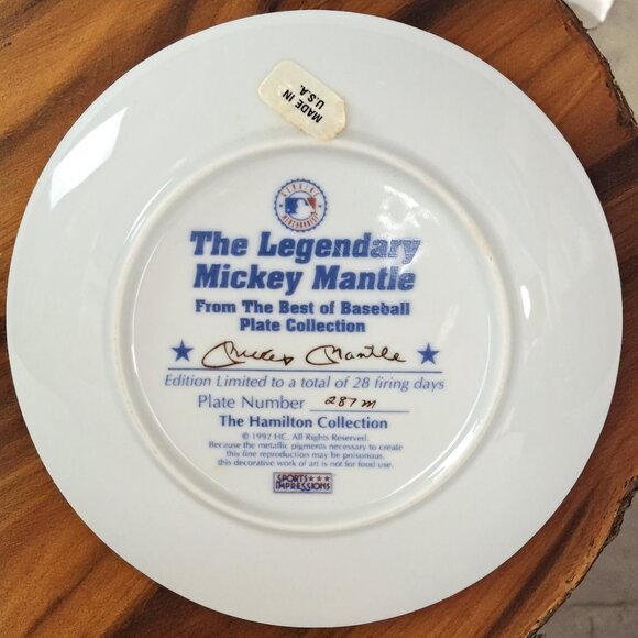 MICKEY MANTLE Plate LIMITED EDITION Hamilton Collection NIB with COA  #287M - Picture 4 of 13